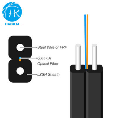 Steel Wire LSZH FTTH Drop Cable Indoor Drop Fiber Optic Cable GJXH G657a1