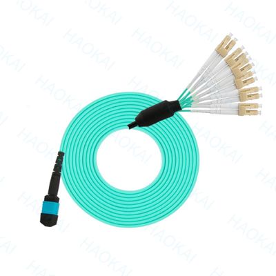Kompak MPO / MTP Fiber Optic Patch Cord OM3 Kabel Fiber Optic Patch