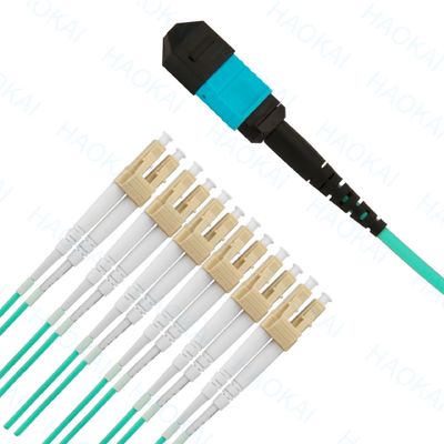 Kompak MPO / MTP Fiber Optic Patch Cord OM3 Kabel Fiber Optic Patch