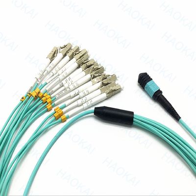 Kompak MPO / MTP Fiber Optic Patch Cord OM3 Kabel Fiber Optic Patch