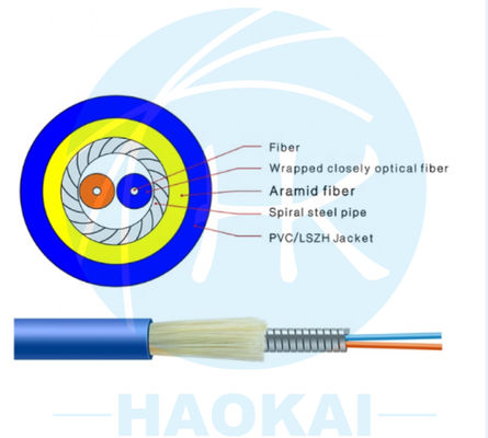 Jaket tahan api Kabel optik dalam ruangan Kabel serat optik lapis baja GJSJV