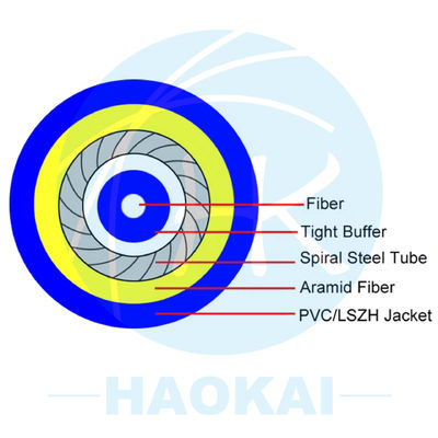GJFXH Simplex Armored Indoor Drop Fiber Cable G657A2 1core Dengan Kevlar Yarn