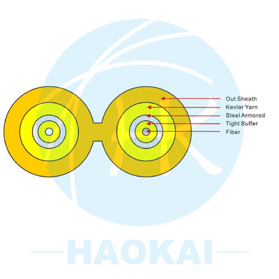 2 Core Duplex 8 Type Indoor Fiber Optic Cable GJFJV Waterproof 1000m 2000m