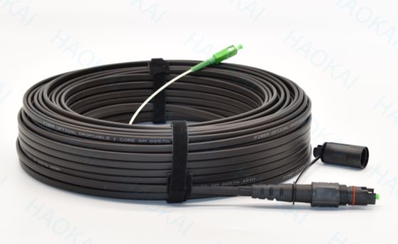 IP67 IP68 Waterproof Patch Cord Drop Fiber Optical Cable Dengan Konektor SC / APC