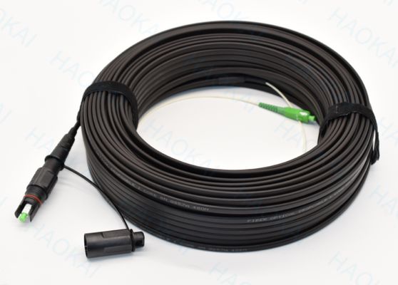 IP67 IP68 Waterproof Patch Cord Drop Fiber Optical Cable Dengan Konektor SC / APC