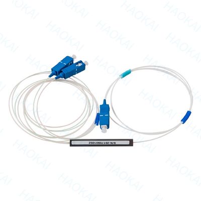 1x2 SC APC Fiber Optic PLC Splitter FTTH Mini Steel Tube Tanpa Konektor