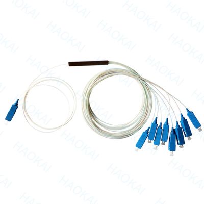 FTTH 1x4 1x8 Fiber PLC Splitter Mini Steel Tube Dengan Konektor SC APC
