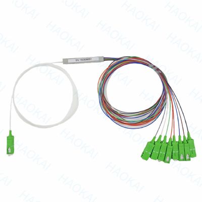 FTTH 1x4 1x8 Fiber PLC Splitter Mini Steel Tube Dengan Konektor SC APC