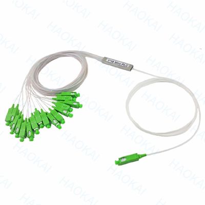 FTTH 1x4 1x8 Fiber PLC Splitter Mini Steel Tube Dengan Konektor SC APC
