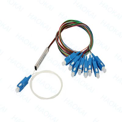 FTTH 1x4 1x8 Fiber PLC Splitter Mini Steel Tube Dengan Konektor SC APC