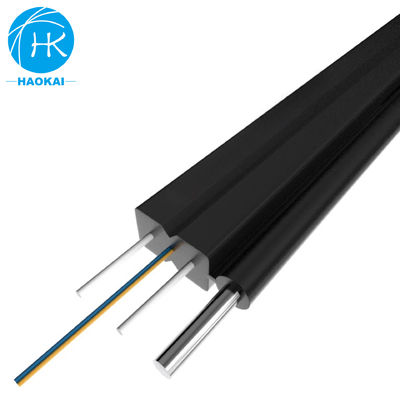 Kabel Serat Optik Udara FTTH Kabel Serat Drop Luar 2 Inti Dengan LSZH Warna Hitam
