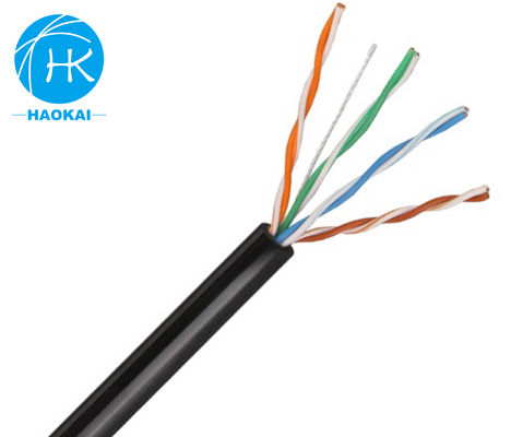 Outdoor 2 Pair Lan Kabel UTP CAT5E Dengan Messenger 4pr 24awg