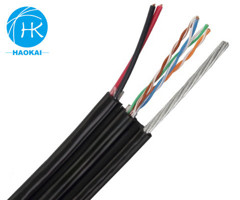 Kabel UTP CAT5E Luar Ruang Kabel LAN Tembaga Murni Dengan Daya Dan Messenger