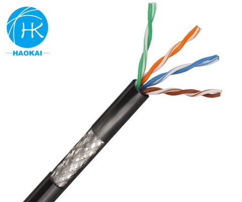 UTP CAT5E Kabel LAN Luar Ruang Isolasi HDPE Padat Dengan Messenger