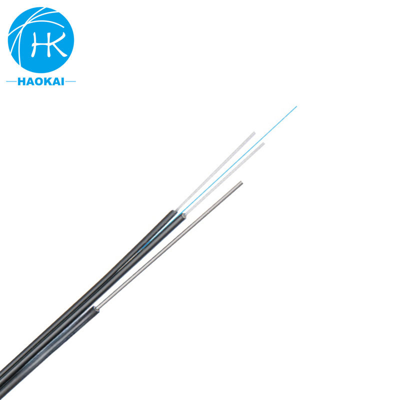 FTTH 8figure Self Supporting Outdoor Drop Fiber Optical Cable Hitam Dengan Kawat Baja