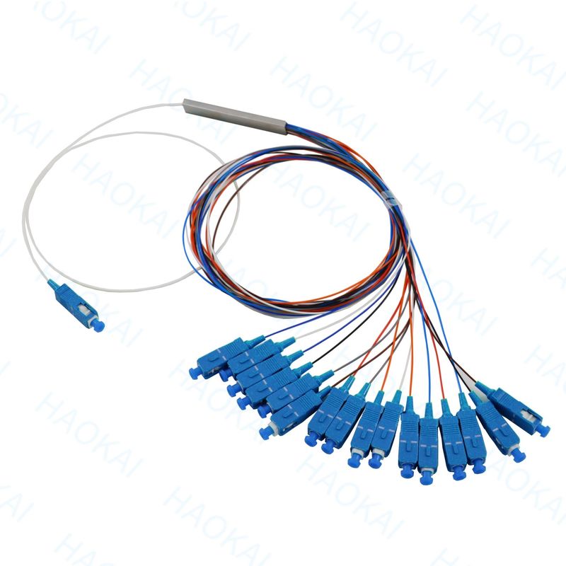 FTTH Mini Steel Tube Fiber Optic Splitter 1x16 PLC Splitter Dengan Konektor SC UPC